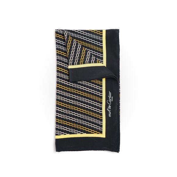 Cartier Black Printed Silk Scarf - Picture 6 of 7